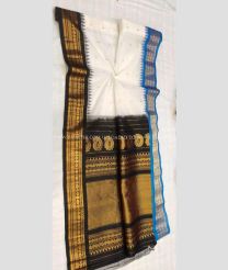 Half White and Black color gadwal sico handloom saree with temple  border saree design -GAWI0000302
