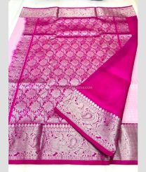 Baby Pink and Pink color venkatagiri pattu handloom saree with all over silver button buties design -VAGP0000877