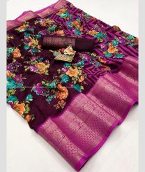 Maroon and Neon Pink color silk sarees with jacquard border design -SILK0017804