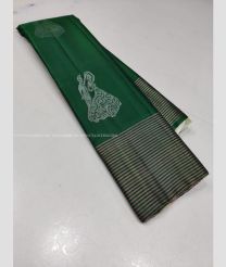 Pine Green and Cream color soft silk kanchipuram sarees with hand woven with unique pattern design -KASS0000579