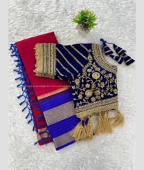 Deep Pink and Blue color Organza sarees with jari with designer sequence -ORGS0003329