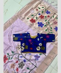 Lavender color paithani sarees with pure zari design and minakari muniya boder -PTNS0004962