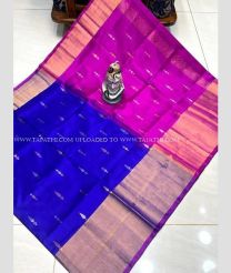 Royal Blue and Deep Pink color uppada pattu handloom saree with all over nakshtra buties with 400k kaddi border design -UPDP0020753