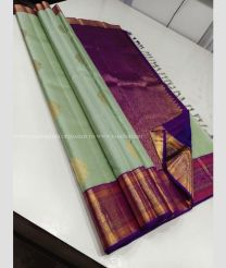 Fern Green and Magenta color kanchi pattu sarees with koravai border design -KANP0013838