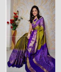 Olive and Purple Blue color pochampally ikkat pure silk handloom saree with pochampally ikkat design -PIKP0036787