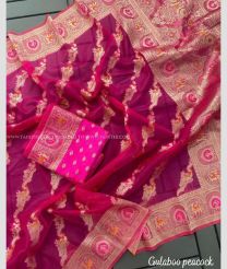 Pink and Cream color Organza sarees with minakari and heavy jacqurd palla design -ORGS0001886