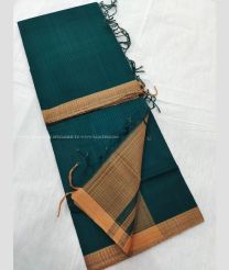 Dark Green and Sandal color mangalagiri sico handloom saree with plain saree design -MAGI0000197