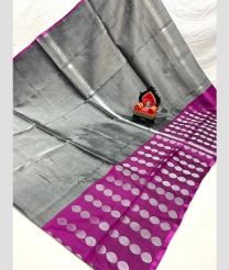 Grey and Purple color Uppada Tissue handloom saree with all over big buties saree design -UPPI0000321