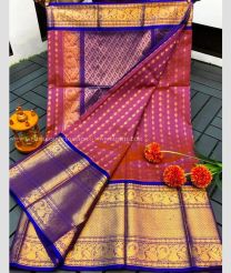 Deep Pink and Purple color kuppadam pattu handloom saree with kanchi kuppadam border design -KUPP0097143