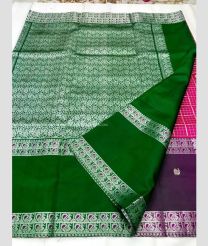 Pink and Dark Green color venkatagiri pattu sarees with all over checks and buttas design -VAGP0001001