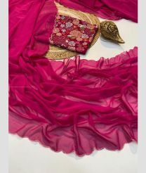 Pink color Georgette sarees with plain with cut work border design -GEOS0024154