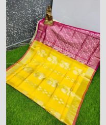 Lemon Yellow and Red color Uppada Soft Silk handloom saree with all over buties design -UPSF0004152