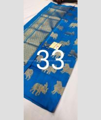 Aqua Blue and Zari color venkatagiri pattu handloom saree with big border saree design -VAGP0000456