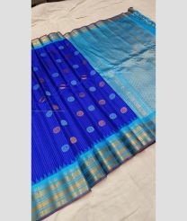 Royal Blue and Lite Blue color gadwal pattu handloom saree with all over buties with kuttu border design -GDWP0000961
