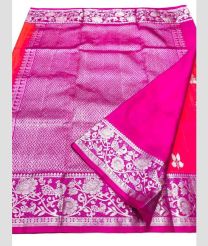 Pink and Neon Pink color venkatagiri pattu handloom saree with all over silver jari buties design -VAGP0000870