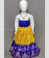 Mango Yellow and Royal Blue color Ikkat Lehengas with all over pochamally design -IKPL0000731