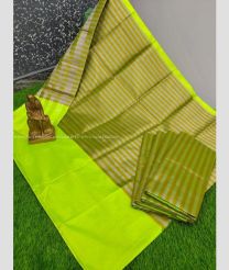 Mustard Yellow and Emerald Green color Uppada Tissue handloom saree with all over zibra lines with big silk border design -UPPI0001532