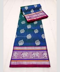Windows Blue and Red color venkatagiri pattu handloom saree with all over silver buties design -VAGP0000876