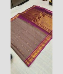 Brown and Magenta color gadwal sico handloom saree with all over buties design -GAWI0000752