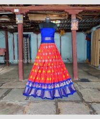 Red and Royal Blue color Ikkat Lehengas with all over pochampally design -IKPL0000675