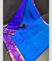 Blue and Magenta color uppada pattu handloom saree with pochampally border design -UPDP0021220
