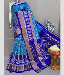 Blue and Royal Blue color pochampally ikkat pure silk sarees with all over pochampally ikkat design -PIKP0037846