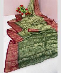 Maroon and Pine Green color Chiffon sarees with all over buties design -CHIF0001391