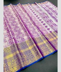 Lavender and Blue color Banarasi sarees with all over heavy gold and meena zari work design -BANS0009939