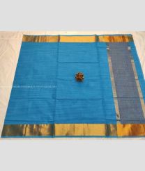 Blue Ivy color Uppada Cotton handloom saree with all over doria lines design -UPAT0004224