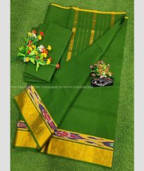 Green and Golden color Uppada Cotton sarees with all over checks design -UPAT0004757