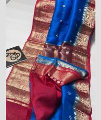 Blue and Deep Pink color Banarasi sarees with all over star buti's weaving beautiful contrast jaquard alfi border design -BANS0007730