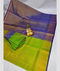 Parrot Green and Purple color Uppada Tissue handloom saree with kaddy border saree design -UPPI0000303