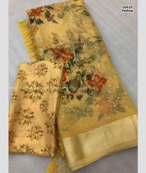 Yellow and Red color Chiffon sarees with embriodary saree design -CHIF0000110