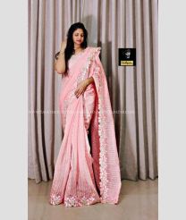 Baby Pink color Organza sarees with all over multi embroidery work design -ORGS0003126
