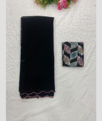 Black color Georgette sarees with plain with arri border design -GEOS0023988