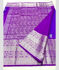 Purple Blue and Magenta color venkatagiri pattu handloom saree with big jari border design -VAGP0000951