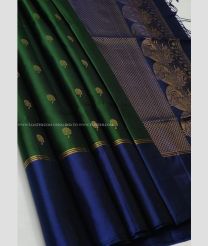 Pine Green and Navy Blue color soft silk kanchipuram sarees with all over buties design -KASS0000995