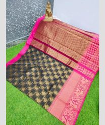 Black and Pink color Chenderi silk handloom saree with all different design sarees -CNDP0014558