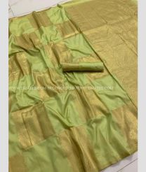 Fern Green and Golden color Banarasi sarees with all over jari checks with heavy jari border design -BANS0008379