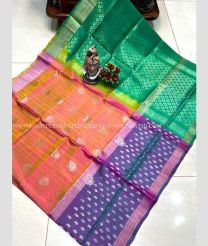 Copper and Dull Purple color uppada pattu handloom saree with all over big buties and anchu nakshtra buties design -UPDP0021130
