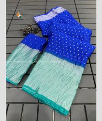 Royal Blue and Turquoise color Chiffon sarees with all over buties with crush design -CHIF0001888