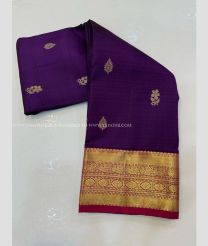 Plum Purple and Pink color kanchi pattu handloom saree with all over buties design -KANP0013533