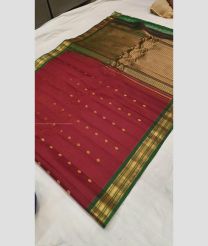 Red and Pine Green color gadwal sico handloom saree with all over buties design -GAWI0000755