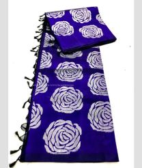 Navy Blue and Silver color venkatagiri pattu handloom saree with all over big flowers design -VAGP0000914
