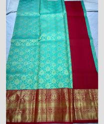 Blue Turquoise and Maroon color kanchi Lehengas with all over jari woven design -KAPL0000196