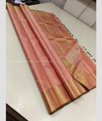 Baby Pink and Olive color kanchi pattu handloom saree with kaddy border design -KANP0013717