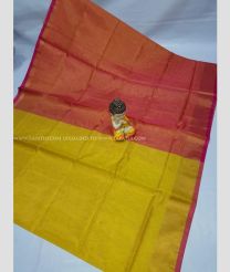 Yellow and Red color Uppada Tissue handloom saree with kaddy border saree design -UPPI0000305