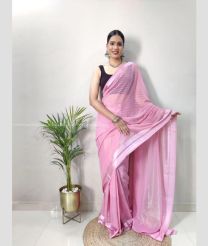 Rose Pink color silk sarees with plain with self design -SILK0003512