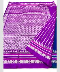 Navy Blue and Purple color venkatagiri pattu handloom saree with all over silver buties design -VAGP0000792