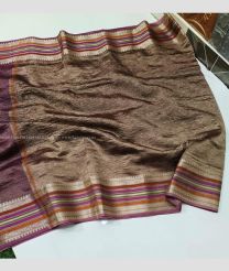 Grey and Dull Purple color Banarasi sarees with fancy border design -BANS0018864